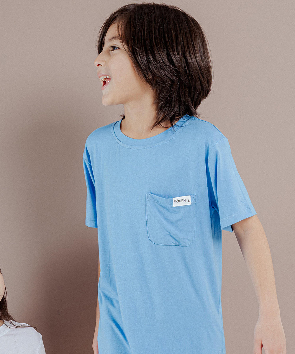 Tot and Posh Azul / 12-18M T-Shirt De Bambú