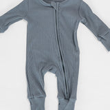 Tot and Posh Gris Azul / 3-6M Romper Bambú y Algodón Ribbed 250.