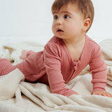Tot and Posh Old Rose / 0-3M Romper Bambú y Algodón Ribbed 250.