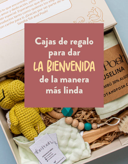 Gift boxes de bambú Tot and Posh listas para regalar en un baby shower