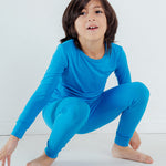 Tot and Posh Azul / 2T Pijama de Bambú 2 Piezas Liso