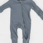 Tot and Posh Gris Azul / 3-6M Romper Bambú y Algodón  Ribbed 250.