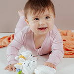 Tot and Posh Rosa Claro / 0-3M Romper de Bambú Ribbed.